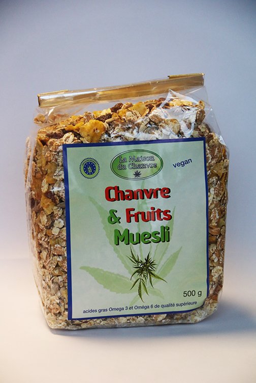 MUESLI HN CHANVRE ET FRUITS BIO 500gr